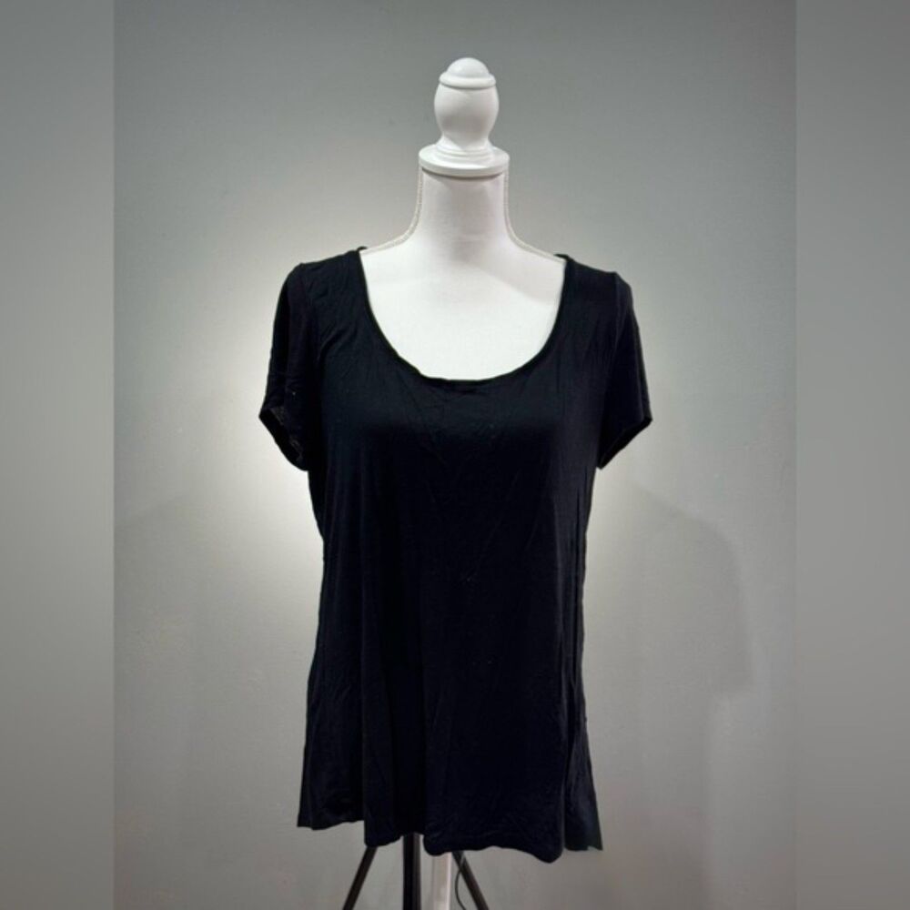 SALE! Black WHBM Basic Scoop Neck S/S Top Size L EUC